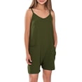 thumbnail image 2 of Girls Loose Overalls V Neck Sleeveless Romper Spaghetti Strap Harem Short Pants Jumpsuits 50% Summer Saving, 2 of 7