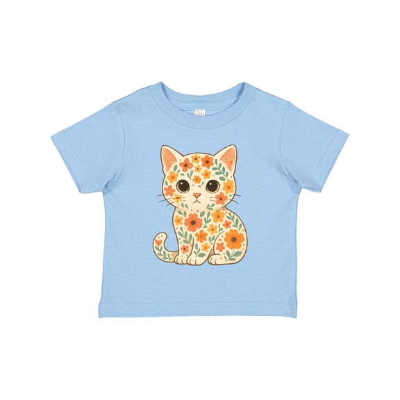 Inktastic Retro Kitty Cat Flowered Girls Toddler T-Shirt