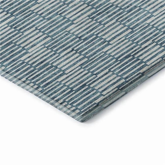 HomeRoots 673015 5 x 8 ft. Teal & Beige Abstract Geometric Washable Machine Made Rectangle Area Rug with UV Protection