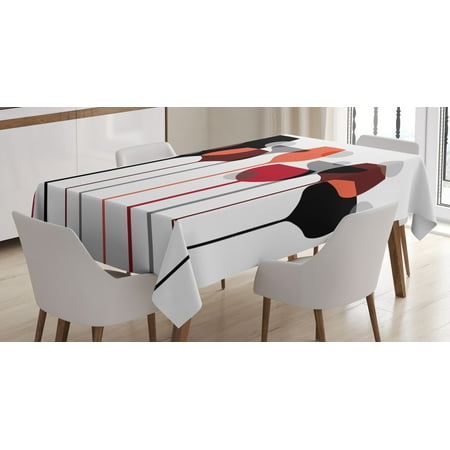 

Ambesonne Wine Tablecloth Rectangular Table Cover Abstract Glasses 60 x90 Red Grey Black