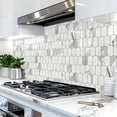 thumbnail image 2 of Long Hexagon Peel and Stick Backsplash Tile - 10 Sheets Stick on Backsplash for Kitchen and Bathroom 12.4 x 12 Inch Glossy Carrara White PVC Self Adhesive Mosaic Wall Tiles, 2 of 5