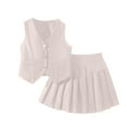 thumbnail image 2 of Piuwrlz Dress Sets for Schoolgirl Short Sleeved Jacket and Skirt Set Solid Color Skirts Suits Beige Size 4 Years, 2 of 3