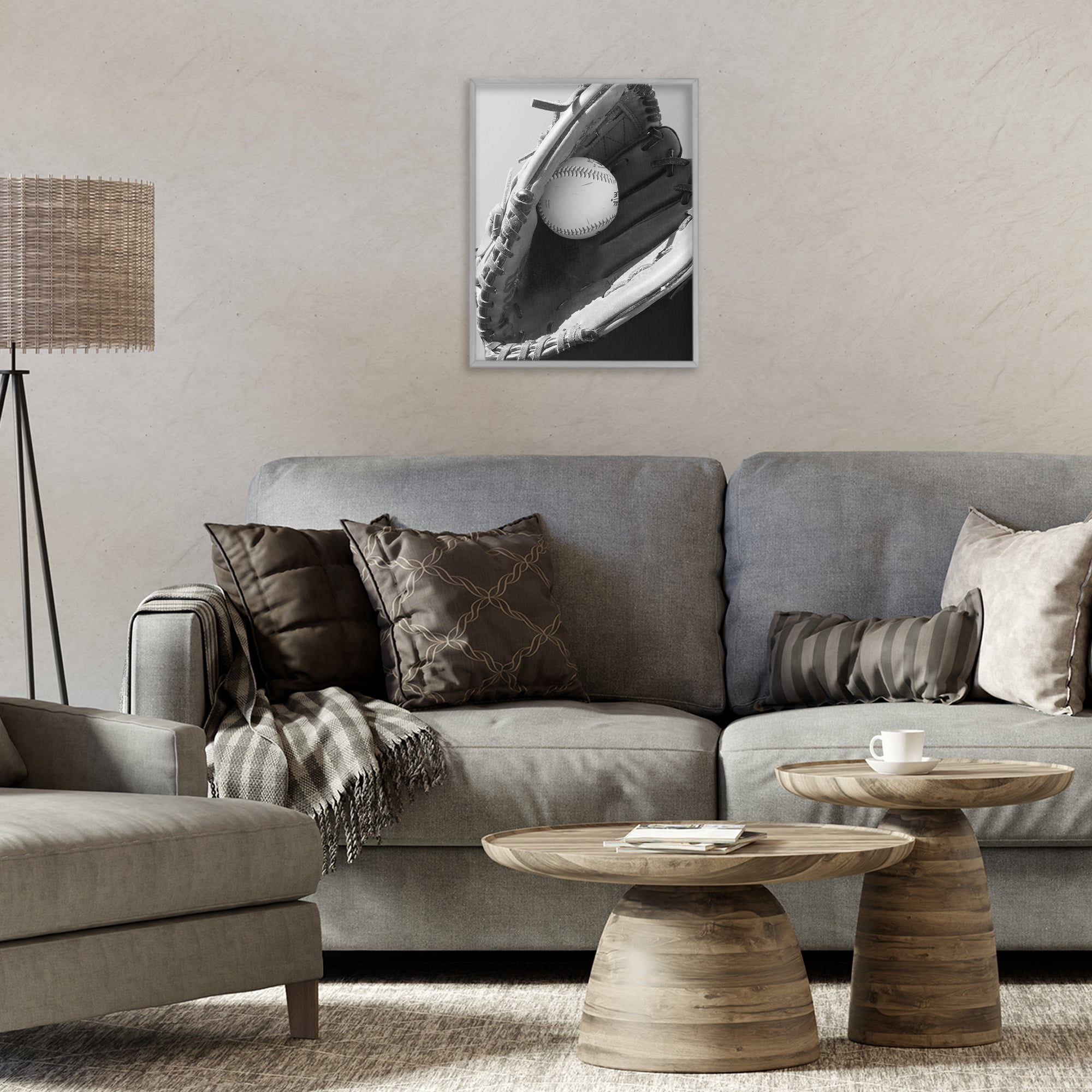 Stupell Industries Nice Catch Baseball Gray Framed Giclee Art, design by Marcus Prime