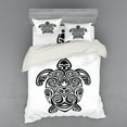thumbnail image 2 of Ambesonne Black and White Bedding Set 3 Pcs, Maori Turtle, Twin XL, Black and White, 2 of 3