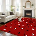 thumbnail image 3 of Black White Washable Area Rug 5 x 7 ft Love Heart Valentines Red, Soft Non Slip Rugs Stain Repellent Indoor Felt Carpet for Living Dining Room Bedroom Home Office, 3 of 9