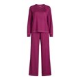 thumbnail image 4 of Joyspun Women’s Brushed Jersey Top and Wide Leg Pants Pajama Set, 2-Piece, Sizes XS-4X, 4 of 5