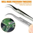 thumbnail image 6 of DEXIMRO Precision Tweezers, Stainless Steel Pointed Tweezers for Craft, Electronics, Soldering, Experimental Work, Jewelry-Making, Non-Magnetic Industrial Tweezers, 6 of 7