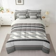 thumbnail image 2 of Feelyou Adult Minimalst Twin Bedding Sets 7-Piece, Grey Stripes Abstract Bedding Comforter Set, Modern Fashion Theme Reversible Sheet Sets, Breathable Home Decor, 2 of 7
