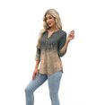 thumbnail image 3 of Ronuti Womens T-shirts 3/4 Sleeve Henley Tops for Women Ladies Premium Printed T-shirt Solid color Tops, 3 of 7