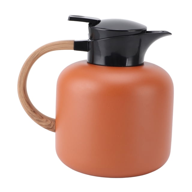 Thermal Coffee Carafe, Large Diameter Spout 304 Stainless Steel Inner Ergonomic Handle 2L Capacity Insulated Coffee Carafe Double Walled for Keeping Cold