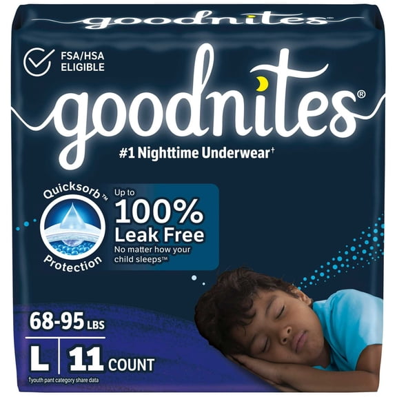 Goodnites Boys Night Time Bedwetting Underwear, Size L, 11 Ea..