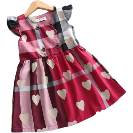 

Fanvereka Kids Baby Girls Dress LOVE Heart Print Ruffle Sleeve Knee Length A-Line Dress