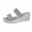 Silver, variant on Two Band Wedge Sandal for Women Metallic Party Wedding Heeled Slides Open Toe 2 Straps Summer Beach Vacation Shoes