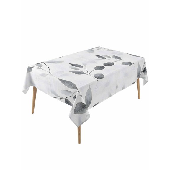Gray Leaves Table Cloth, Spring Rustic Branches Botanical Waterproof Tablecloth for Rectangle Tables, Reusable Washable Fabric Table Cover for Restaurant Kitchen Dining Tables 60"x120"