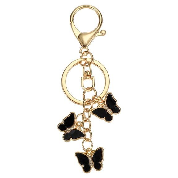 Uxcell Butterfly Charm, Enameled Keychain Cute Butterfly Pendant Keyring Purse Bag Accessories Black