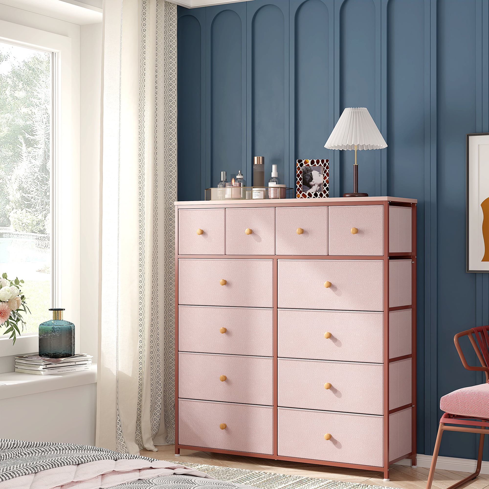 Pink and white drawers discount
