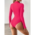thumbnail image 4 of MOYIKO Mock Turtleneck for Women Zip up Long Sleeve Body Suits Womens Fitted Tight Tops, 4 of 7