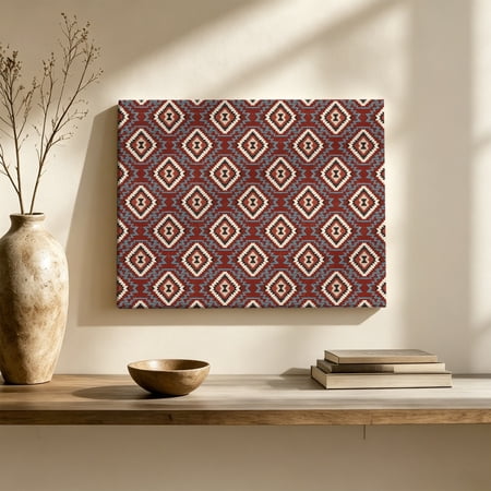 Red Slate Diamonds Canvas Wall Art Abstract Vintage Minimalist Geometric Grid Wall Art Prints Artwork Framed Canvas Ready to Hang Art Pictures for Living Dining Room Bedroom Hallway 30 x 20