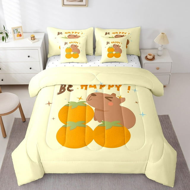 YST Ensemble de Douillette Cartoon Mignon Capybara, 7 Pcs, Format Double, Polyester