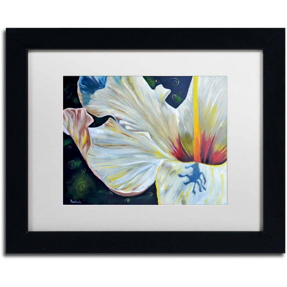 Trademark Fine Art "Hibiscus" Canvas Art by Jennifer Redstreake White Matte, Black Frame