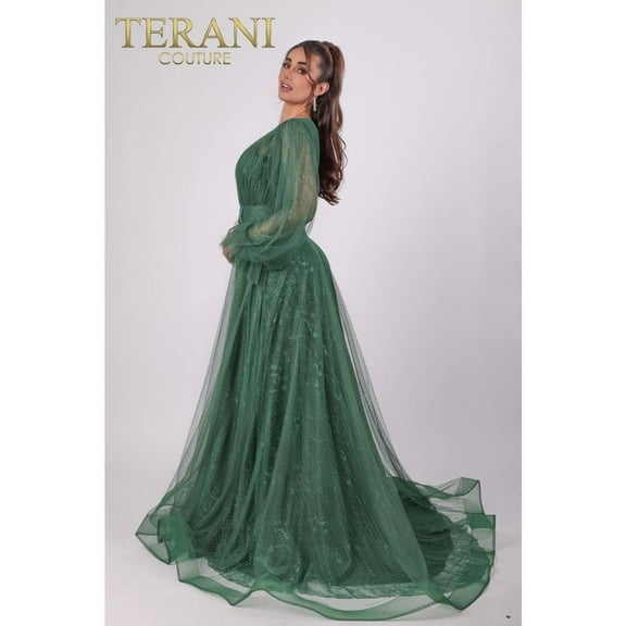 Women's Terani Couture 1913m9414 Elegant Style Emerald Green 4