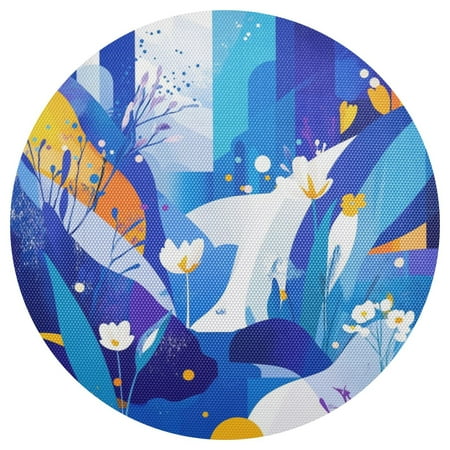 

Abstract Floral Art 15.4in Diameter PVC Plate Mat Heat-Resistant and Cuttable Kitchen Decor