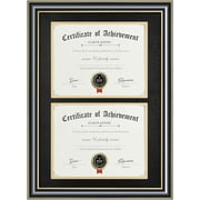 ELSKER&HOME Double Diploma Frame Wood-Made for Certificates&Diploma for Two 8.5x11 Inch with Mat