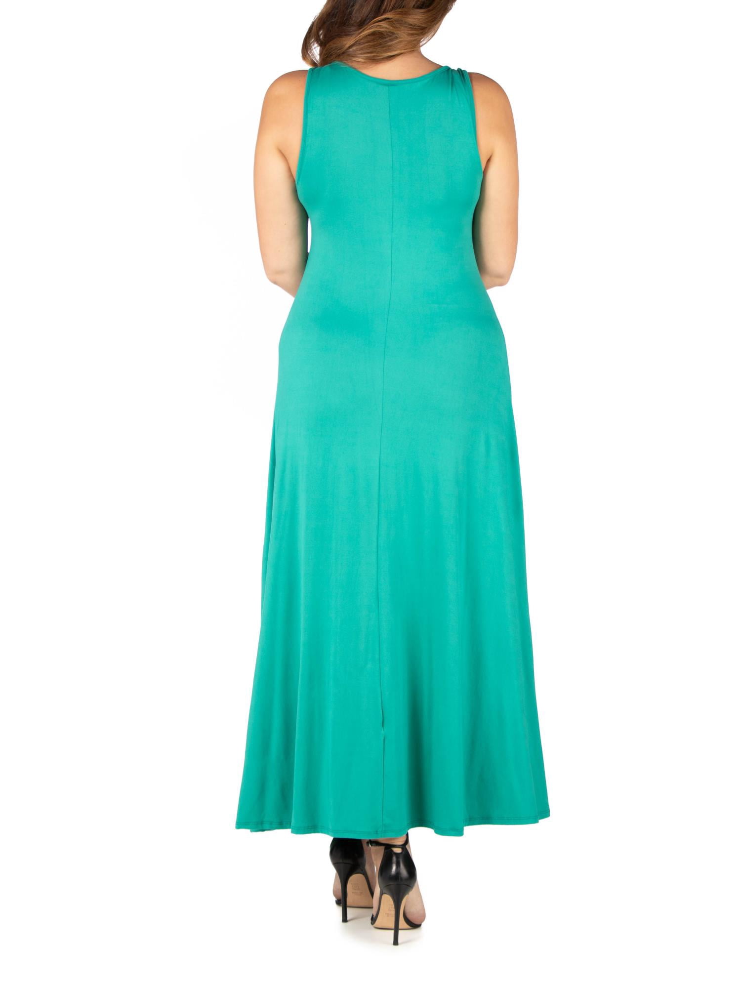 24seven Comfort Apparel Plus Size Simple A Line Tank Maxi Dress
