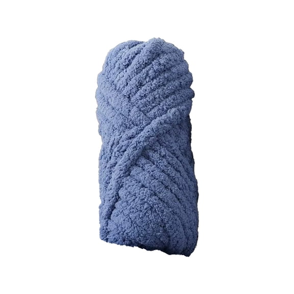 Lilixerw Bulky 6 Weight Crochet Knitting Chenille Yarn,Soft Polyester Yarn for Slippers Blankets Scarves,Beginner Friendly,200g Skein,Blue,7.87 Inches
