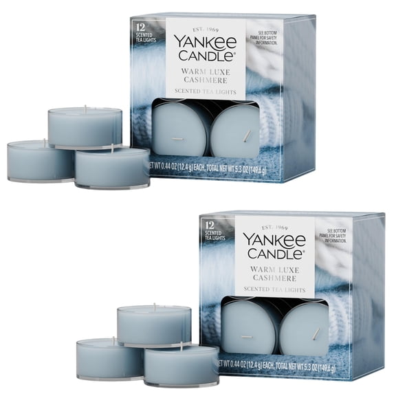 Yankee Candle Scented Tea Light Candles, Warm Luxe Cashmere, 0.44 OZ, 12 Count, Pack of 2 (24 Candles Total)