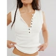 thumbnail image 3 of LYMAYTER S-XL Women's Button Vest Sleeveless Tank Slim Vest, 3 of 5