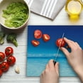 thumbnail image 3 of Landscape Cutting Board, Ocean Scenery Deep Sea Beach Hot Summer Themed Photo, Decorative Tempered Glass Cutting and Serving Board, Large Size, Turquoise Pale Blue, by Ambesonne, 3 of 5