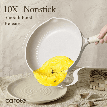 CAROTE 21 PCS Pots and Pans Set Non Stick, Cookware Set Induction Ready, Kitchen Cooking Set, Beige