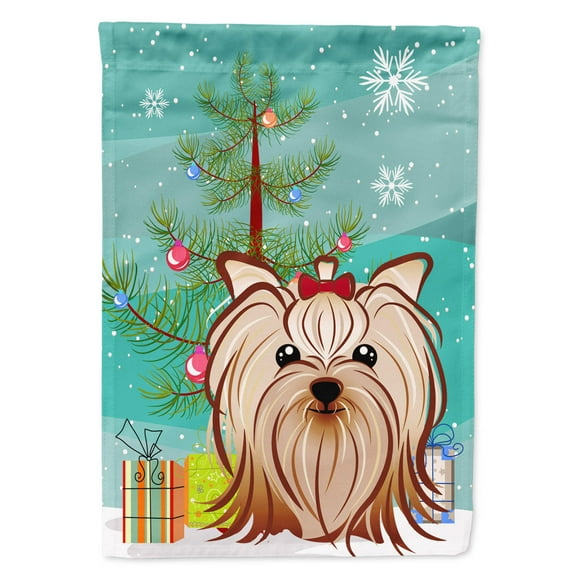 Caroline's Treasures BB1576GF Christmas Tree and Yorkie Yorkishire Terrier Flag Garden Size , Small, multicolor