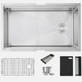 thumbnail image 2 of Stylish Undermount 33" Stainless Steel Single Bowl Workstation Kitchen Sink with 5 Black accs S-613WK, 2 of 15