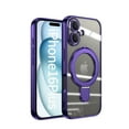 thumbnail image 2 of Dteck Magnetic for iPhone 16 Case with Invisible Stand Compatible with MagSafe, Full Camera Lens Protector Plating Bumper Shockproof Not Yellowing Clear Cover for iPhone 16,Purple, 2 of 6