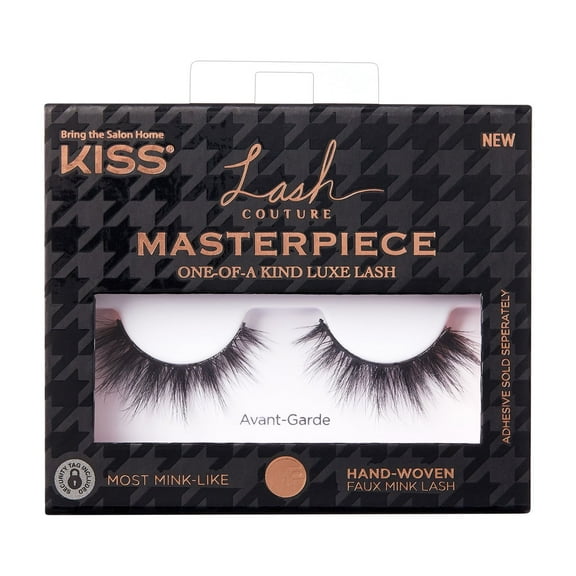 KISS Lash Couture Masterpiece False Eyelashes, Hand-Woven, Avant-Garde, Black, 1 Pair