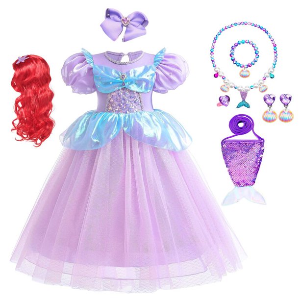 Disfraz de sirena para niñas, regalo de cumpleaños para niños, vestido de princesa, Purim, vacaciones, Ariel, ropa de fiesta para carnaval, 3-10T Fivean unisex