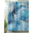 thumbnail image 2 of Fsddascl Blue Grey Marble Shower Curtain Set - 36" x 78" Washable Bathtub Curtain with 12 Hooks, Modern Geometric Textured Waterproof Fabric Stall Shower Curtains for Bathroom/Bathtub Décor, 2 of 6