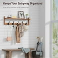 thumbnail image 3 of 29'' Coat Rack Wall Mount with Shelf, Wood Wall Hooks with Storage, Entryway Shelf with 5 Hangers for Bathroom, Living Room, Bedroom, Rustic Brown, 3 of 6