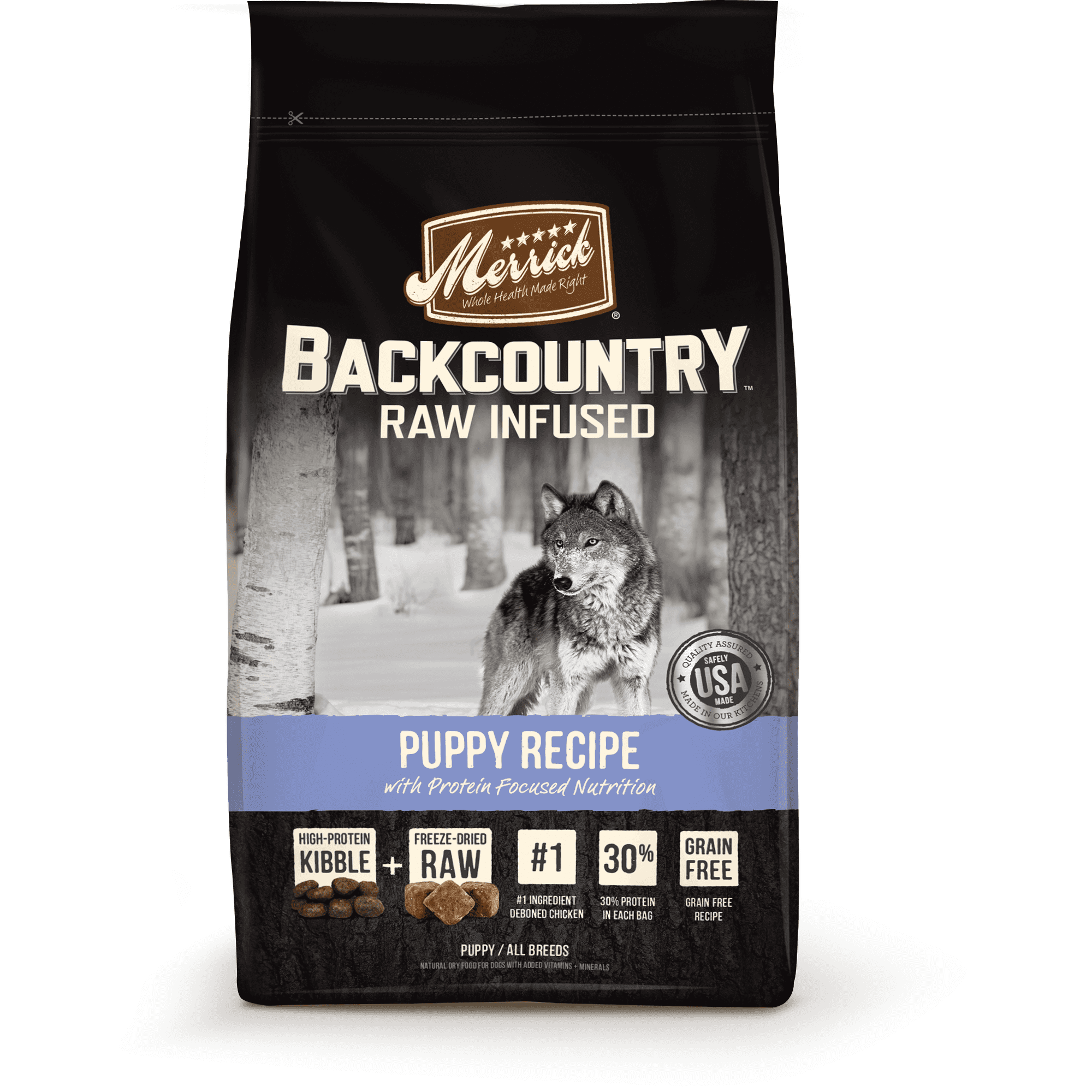 Merrick Backcountry Grain-Free Raw Infused Puppy Recipe Dry Dog Food, 4 lb