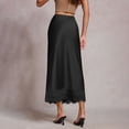 thumbnail image 6 of Gamivast Women's Satin Midi Skirt High Waisted Elegant Smooth Flared Slip Skirt Flowy Side Zipper Eyelash Lace Skirt Trim Hem Wedding Guest Cocktail Party, 6 of 8