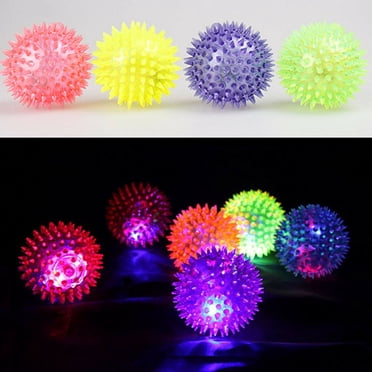 Toner Depot Soft Spike Flashing Light Up Bounce Balls, Multicolor, 2.25", Set of 6