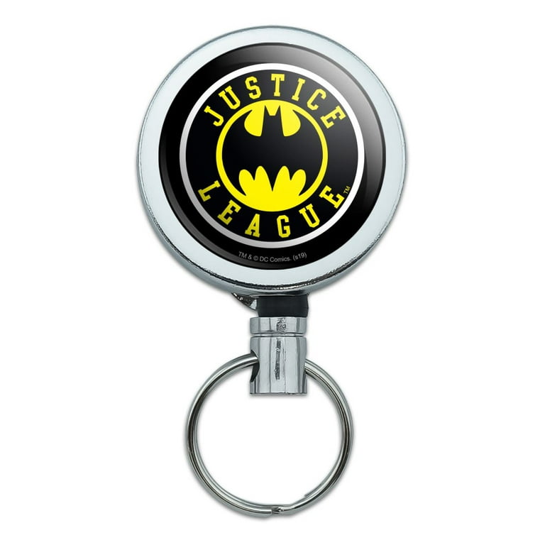 Justice League Batman Athletic Logo Heavy Duty Metal Retractable Reel ID Badge Key Card Tag Holder with Belt Clip