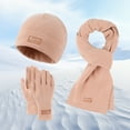 thumbnail image 3 of 3 Pcs/Set Unisex Winter Beanie Scarf Gloves Set Thick Flece Warm Cap Gloves Elastic Touchscreen Windproof Winter Outdoor Cycling Dome Neck Wrap Set, 3 of 7