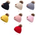 thumbnail image 2 of Qarigey Gorro para niños, gorro decorativo con bolas de pelo, gorro tejido para invierno, cálido y frío, gorro para niños, decoración de Sombreros rosa claro, 2 of 6