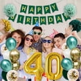 thumbnail image 5 of YANSION Green Gold 40th Birthday Party Decorations for Men Women, Confetti Birthday Balloons with Happy Birthday Banner, Paper Pompoms for 40 Years Old Birthday Anniversary Party Decorations, 5 of 12