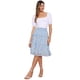 thumbnail image 2 of Faldas florales para mujer INSPIRE CHIC, falda de gasa de verano con cintura elástica fruncida, corte A, por debajo de la rodilla, con volantes, color azul y blanco, 2 of 6