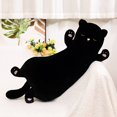 thumbnail image 3 of Peluche de gato negro peludo, juguete de dibujos animados de gatito soñoliento, muñeco de peluche suave kawaii, almohadas de abrazo para acompañar, regalos encantadores, 3 of 5