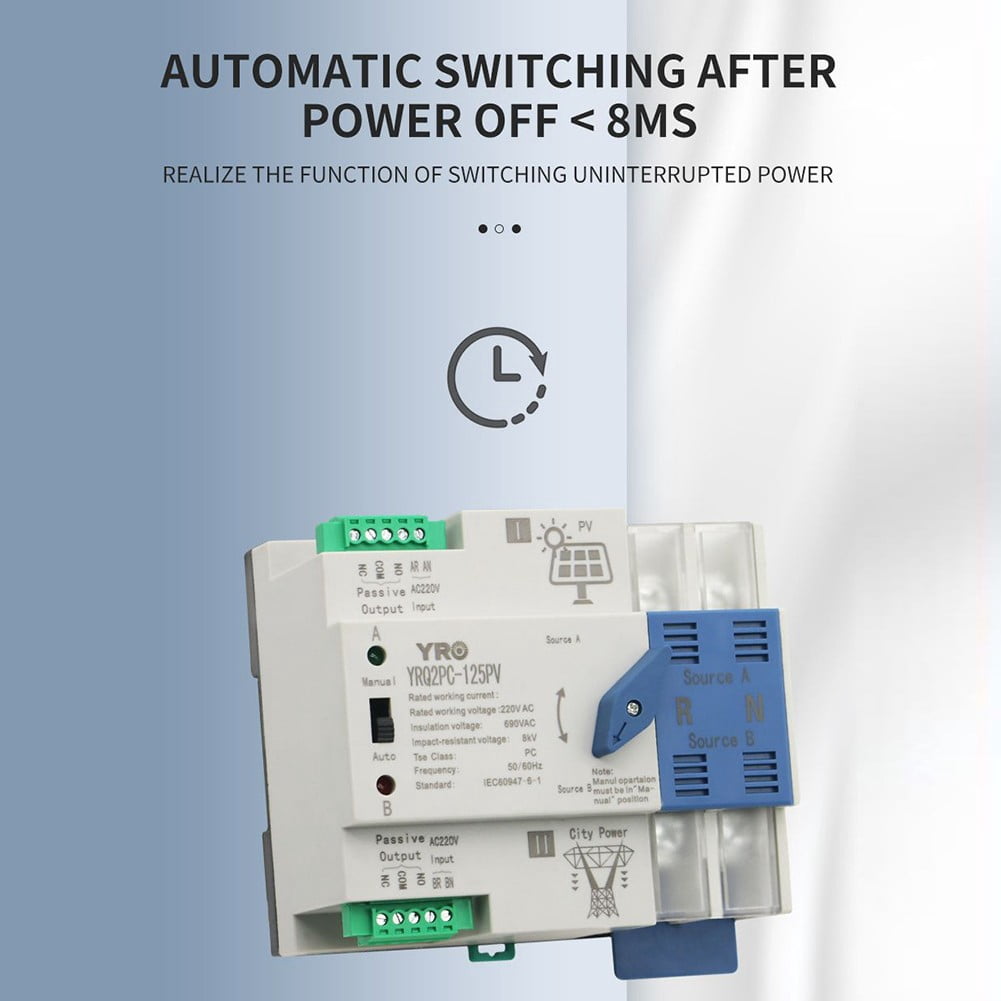 2P125A Solar/PV Dual Power Automatic Transfer Switch Generator Changeover Switch